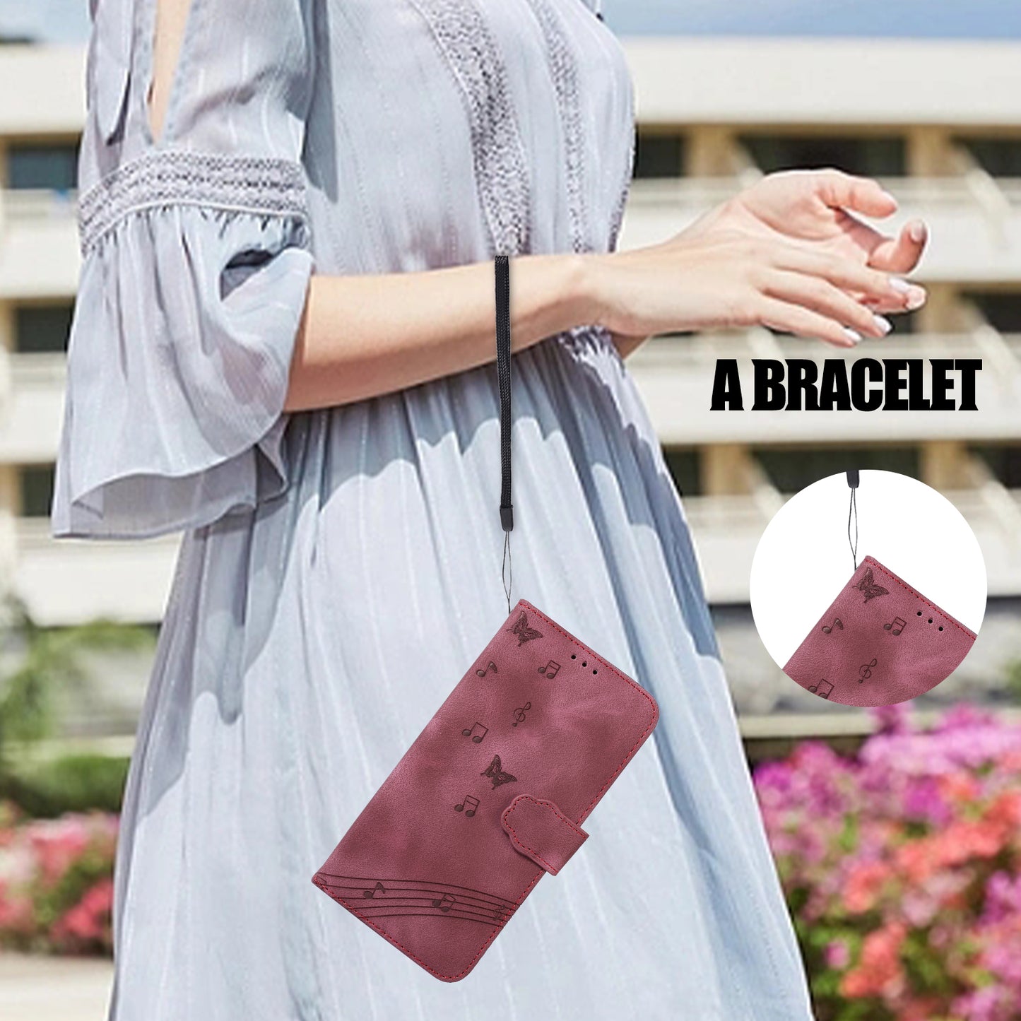 PU Leather Phone Case for iPhone 14 , Imprinted Musical Notation Wallet Stand Cell Phone Cover