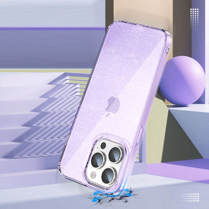 For iPhone 14 Pro Drop Resistant PC+TPU Case Glitter Powder Clear IMD Phone Cover
