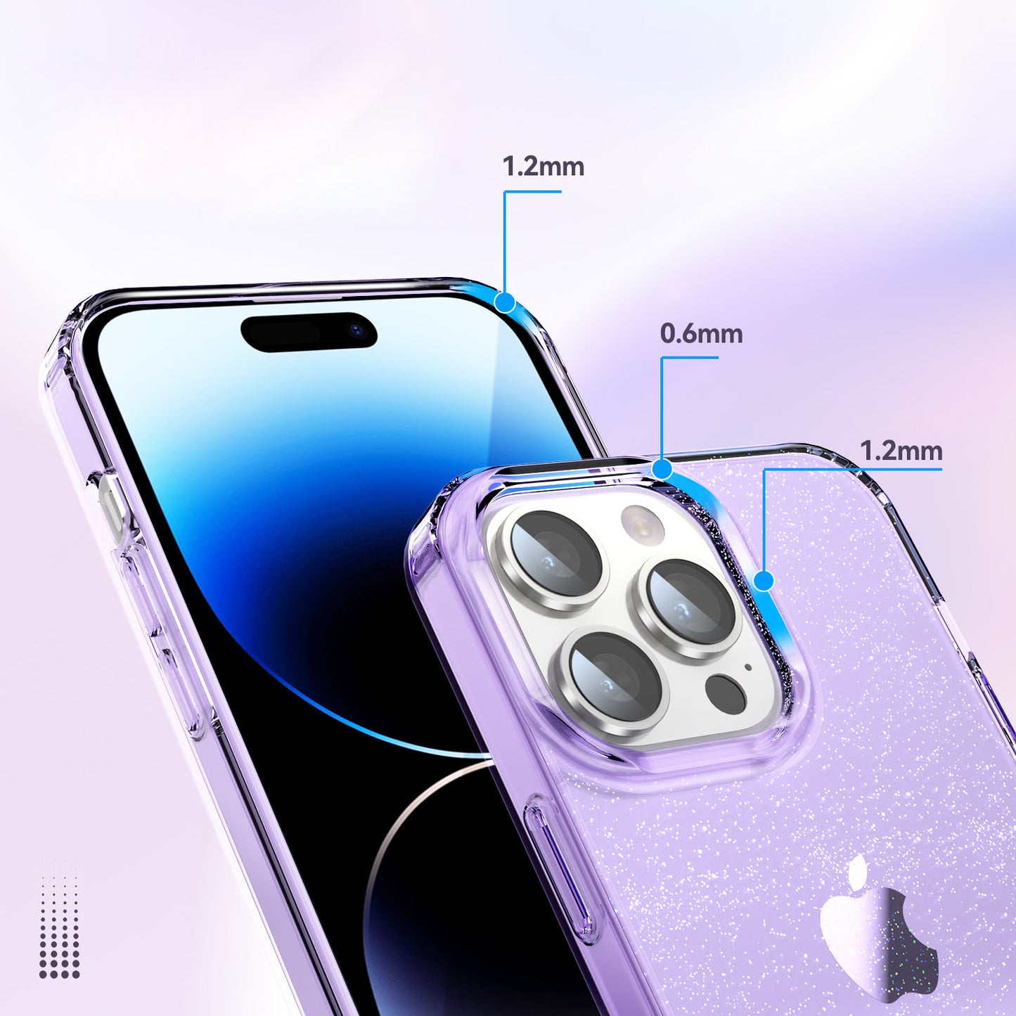 For iPhone 14 Pro Drop Resistant PC+TPU Case Glitter Powder Clear IMD Phone Cover