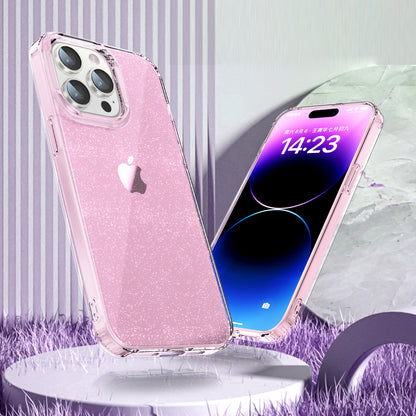 For iPhone 14 Pro Drop Resistant PC+TPU Case Glitter Powder Clear IMD Phone Cover