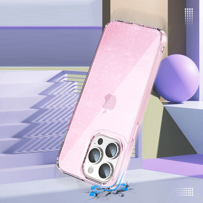 For iPhone 14 Pro Drop Resistant PC+TPU Case Glitter Powder Clear IMD Phone Cover