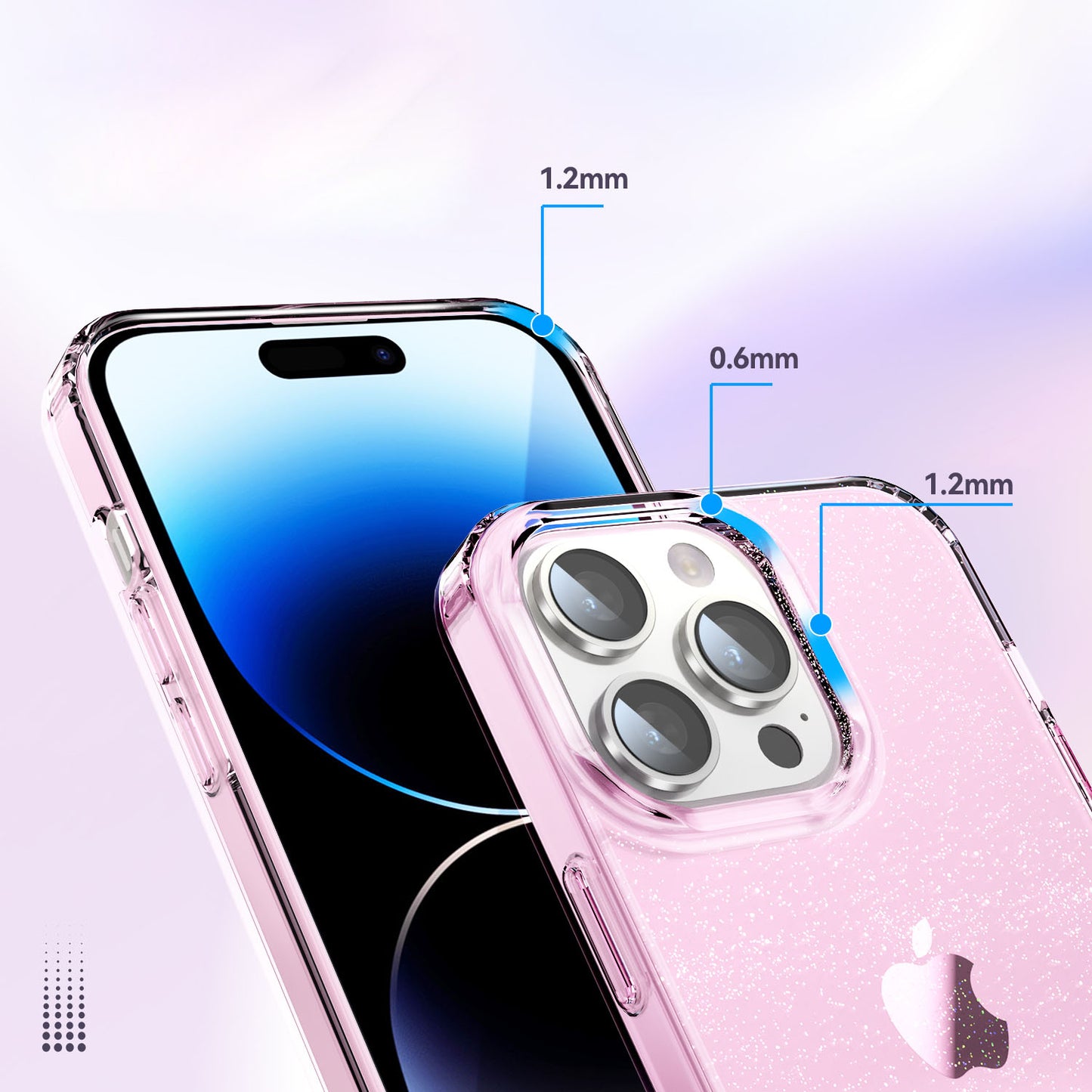 For iPhone 14 Pro Drop Resistant PC+TPU Case Glitter Powder Clear IMD Phone Cover