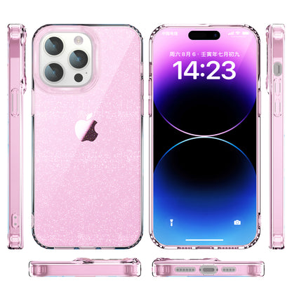 For iPhone 14 Pro Drop Resistant PC+TPU Case Glitter Powder Clear IMD Phone Cover
