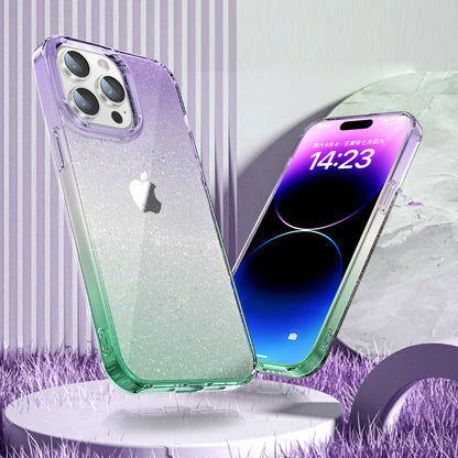 For iPhone 14 Pro Drop Resistant PC+TPU Case Glitter Powder Clear IMD Phone Cover