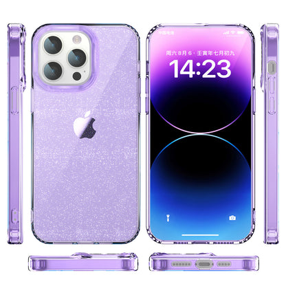 Back Case for iPhone 13 Pro Max 6.7 inch PC+TPU Glitter Powder Clear IMD Mobile Phone Cover