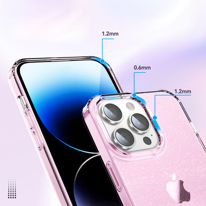 Back Case for iPhone 13 Pro Max 6.7 inch PC+TPU Glitter Powder Clear IMD Mobile Phone Cover