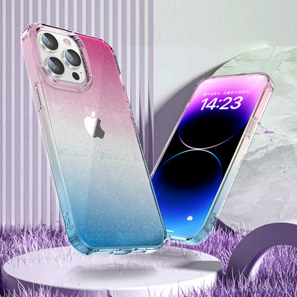 Back Case for iPhone 13 Pro Max 6.7 inch PC+TPU Glitter Powder Clear IMD Mobile Phone Cover