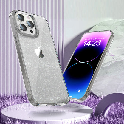 PC+TPU Back Case for iPhone 13 Pro 6.1 inch Clear Glitter Powder IMD Mobile Phone Cover