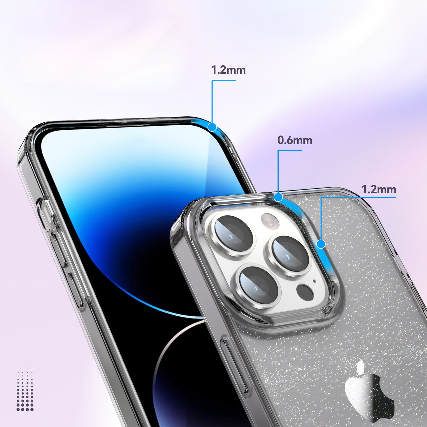 PC+TPU Back Case for iPhone 13 Pro 6.1 inch Clear Glitter Powder IMD Mobile Phone Cover