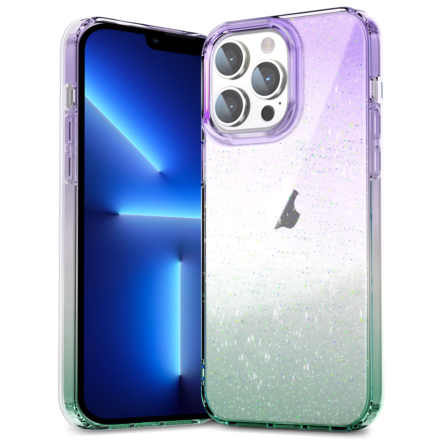 PC+TPU Back Case for iPhone 13 Pro 6.1 inch Clear Glitter Powder IMD Mobile Phone Cover