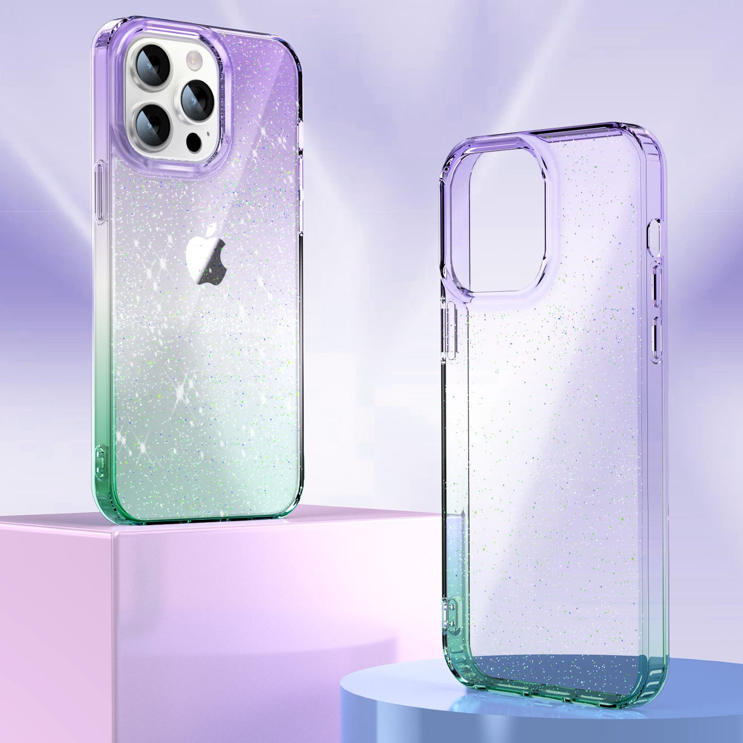 PC+TPU Back Case for iPhone 13 Pro 6.1 inch Clear Glitter Powder IMD Mobile Phone Cover