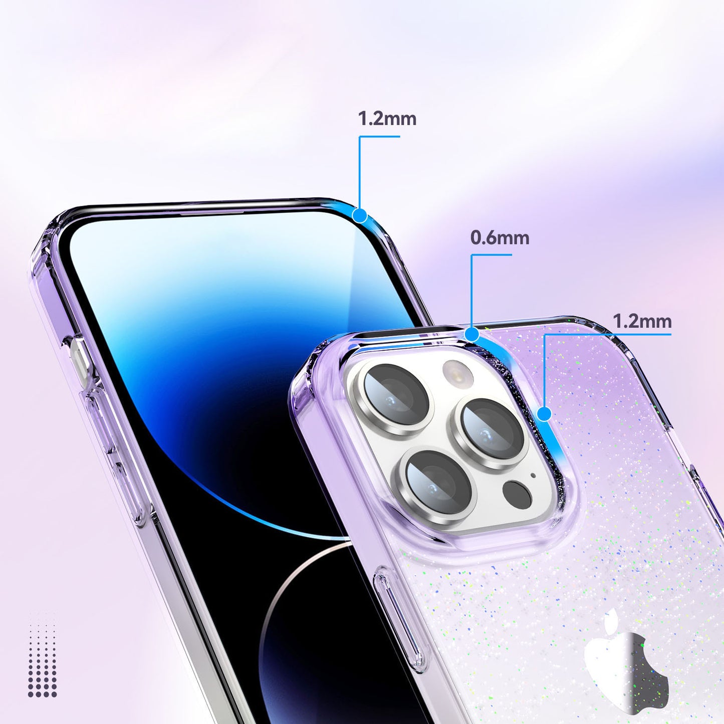 PC+TPU Back Case for iPhone 13 Pro 6.1 inch Clear Glitter Powder IMD Mobile Phone Cover