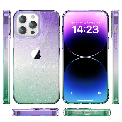 PC+TPU Back Case for iPhone 13 Pro 6.1 inch Clear Glitter Powder IMD Mobile Phone Cover