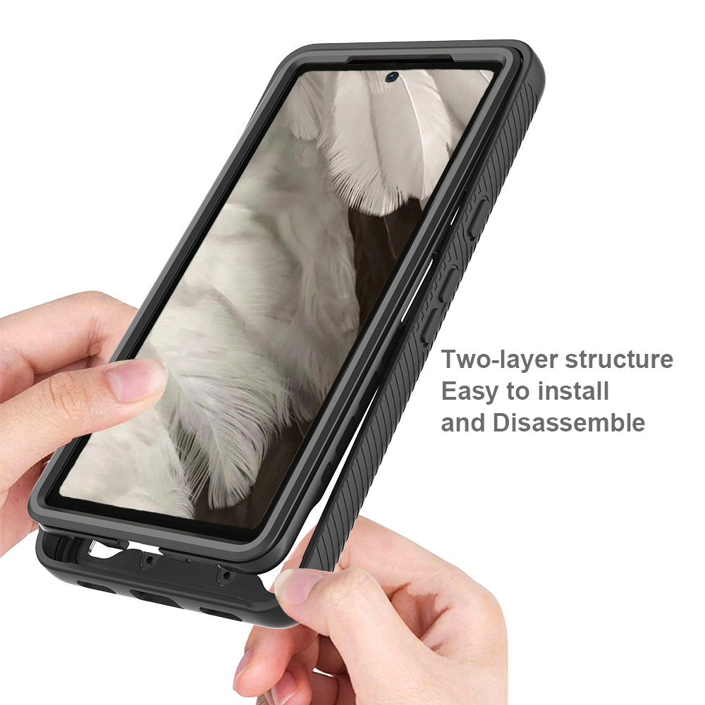 3-in-1 Phone Case for Google Pixel 7a Shockproof Detachable Phone Case with PET Screen Protector