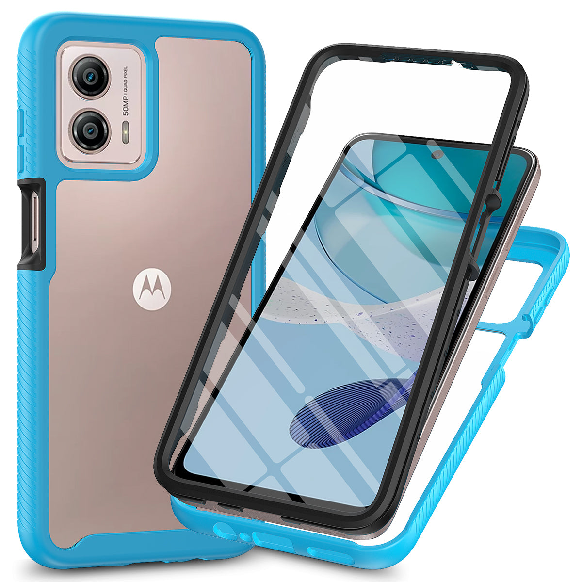 Phone Case for Motorola Moto G53 5G 3-in-1 Detachable Phone Case with PET Screen Protector