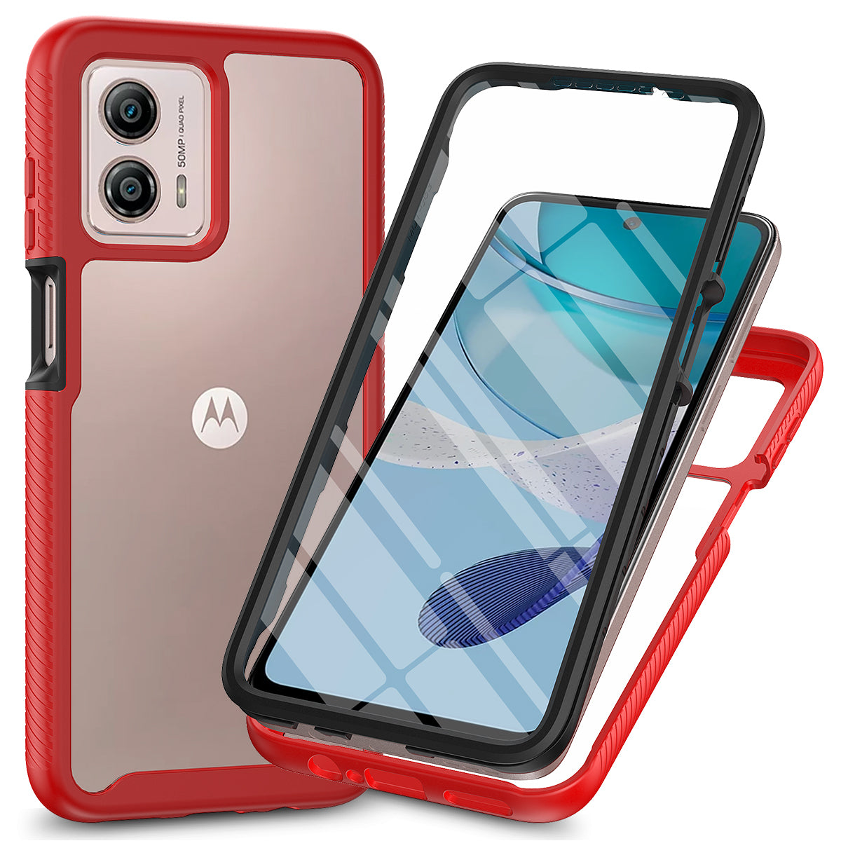 Phone Case for Motorola Moto G53 5G 3-in-1 Detachable Phone Case with PET Screen Protector