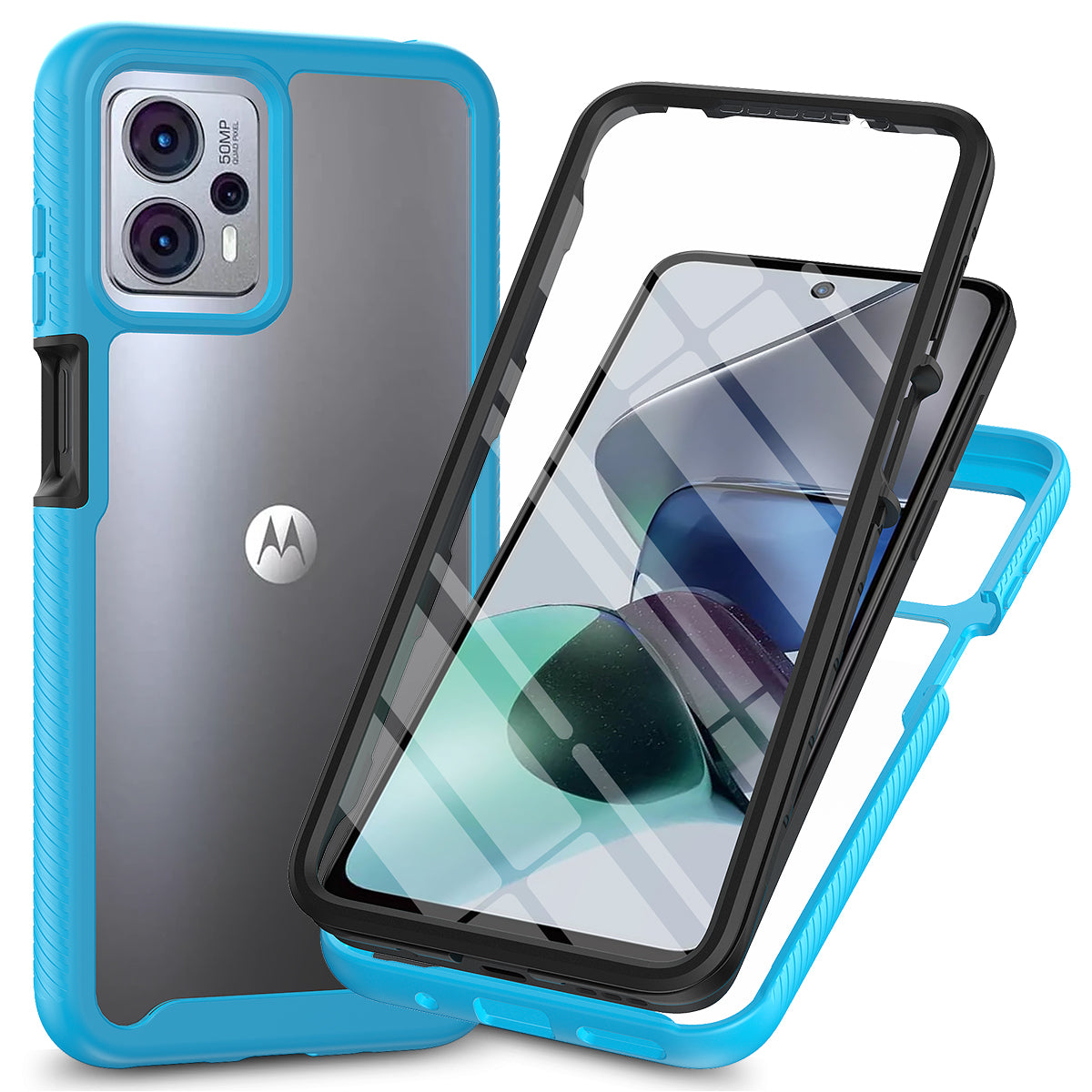 Phone Case for Motorola Moto G13 4G / G23 4G 3-in-1 Detachable Protective Case with PET Screen Protector