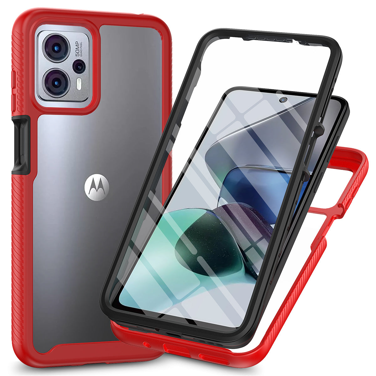 Phone Case for Motorola Moto G13 4G / G23 4G 3-in-1 Detachable Protective Case with PET Screen Protector