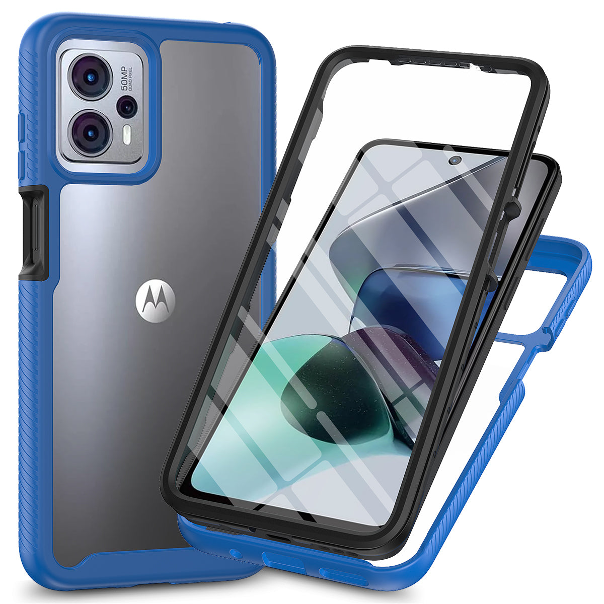 Phone Case for Motorola Moto G13 4G / G23 4G 3-in-1 Detachable Protective Case with PET Screen Protector