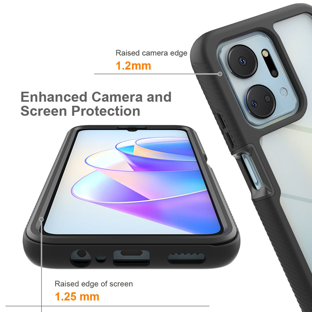 Phone Cover for Honor X7a 4G Shock-absorbing 3-in-1 Detachable Case with PET Screen Protector