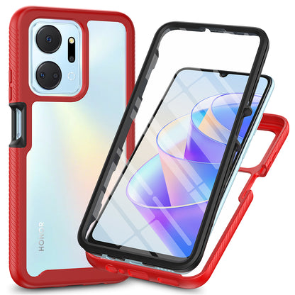Phone Cover for Honor X7a 4G Shock-absorbing 3-in-1 Detachable Case with PET Screen Protector