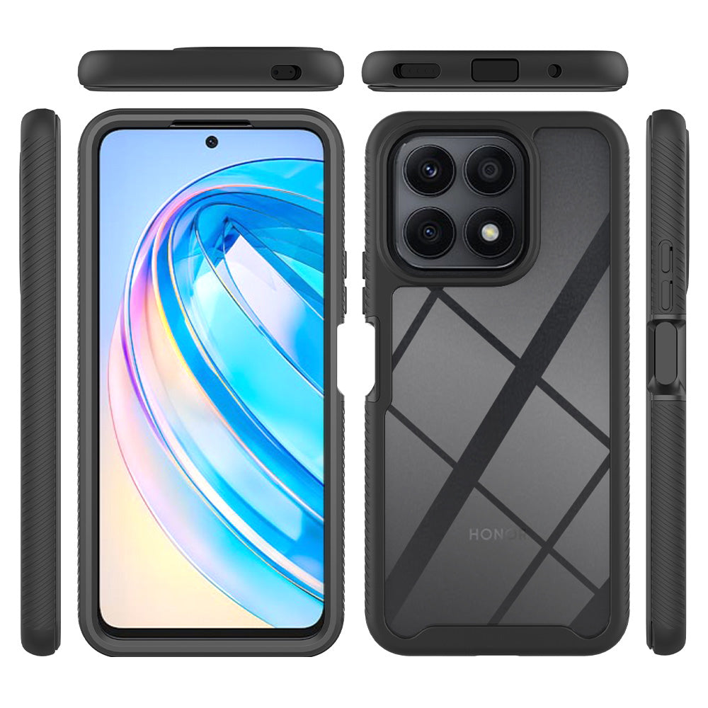 For Honor X8a 4G Impact Resistant Phone Cover 3-in-1 Detachable Case with PET Screen Protector