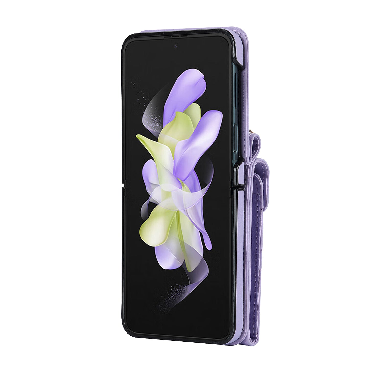 ZD 011 Card Bag Phone Case for Samsung Galaxy Z Flip3 5G, Ring Kickstand RFID Blocking Leather+PC Cover