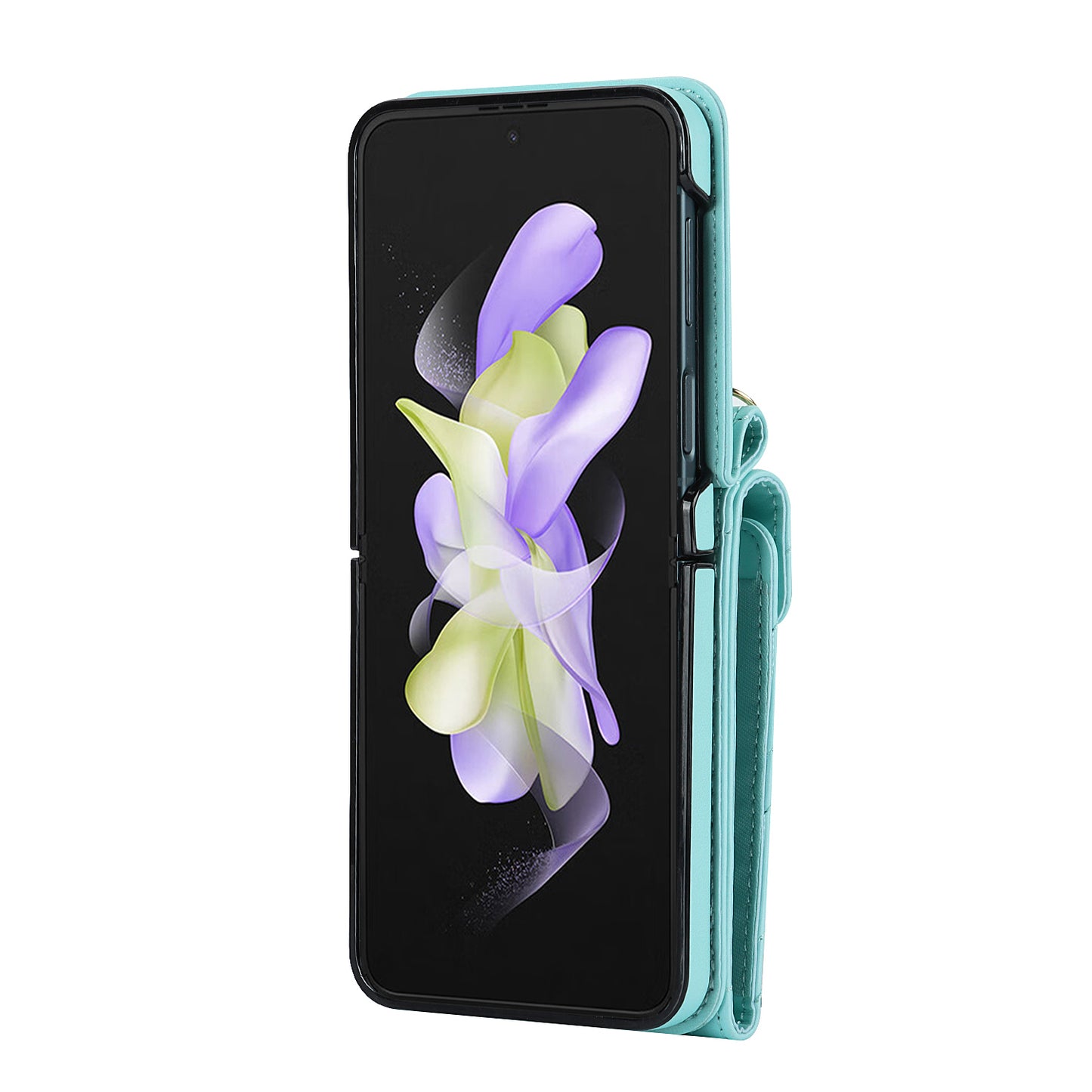 ZD 011 Card Bag Phone Case for Samsung Galaxy Z Flip3 5G, Ring Kickstand RFID Blocking Leather+PC Cover