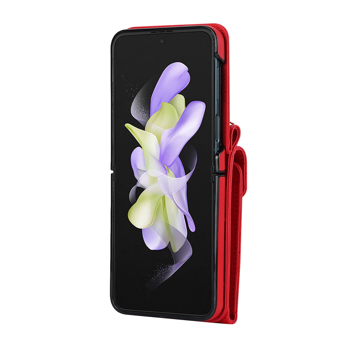 ZD 011 Card Bag Phone Case for Samsung Galaxy Z Flip3 5G, Ring Kickstand RFID Blocking Leather+PC Cover