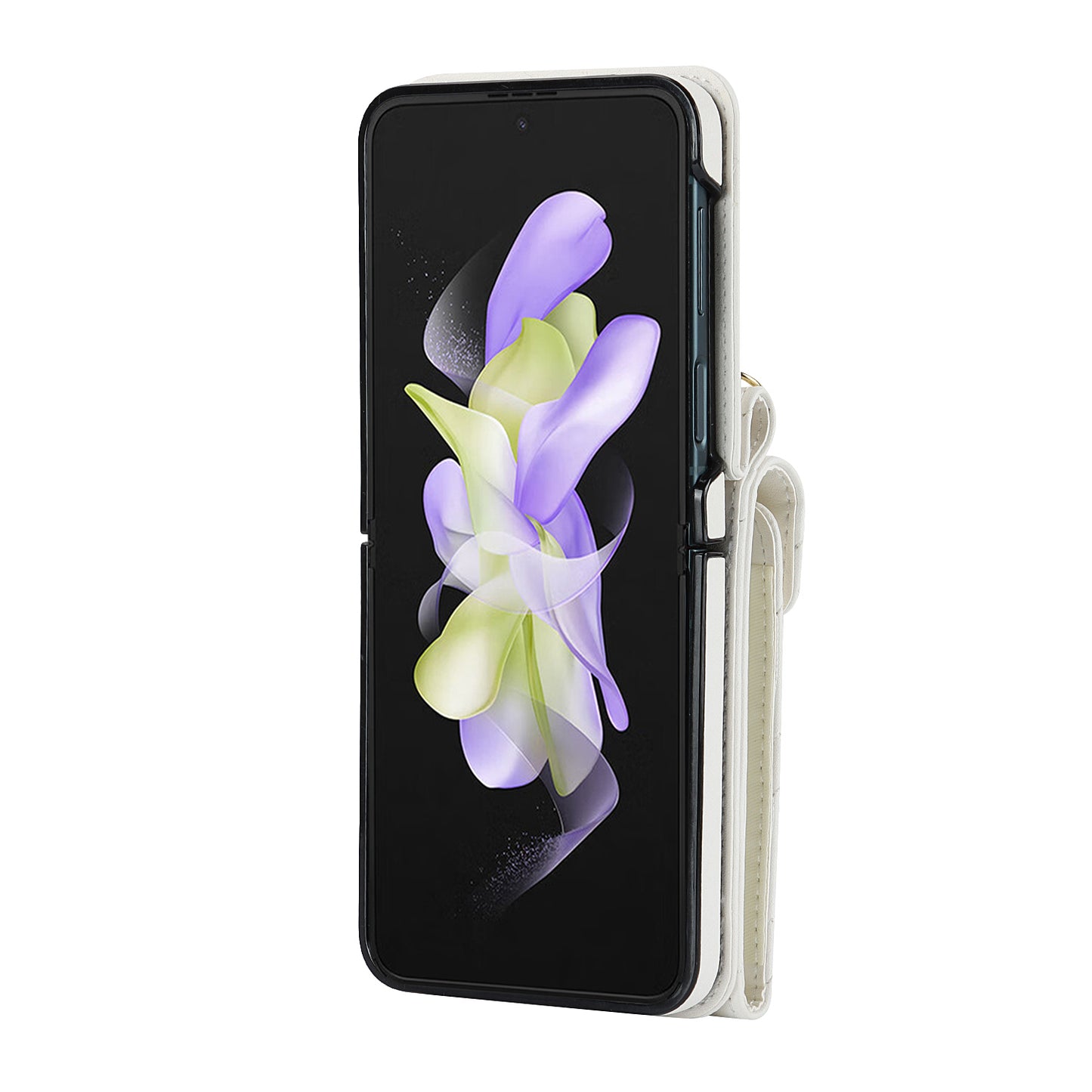 ZD 011 Card Bag Phone Case for Samsung Galaxy Z Flip3 5G, Ring Kickstand RFID Blocking Leather+PC Cover