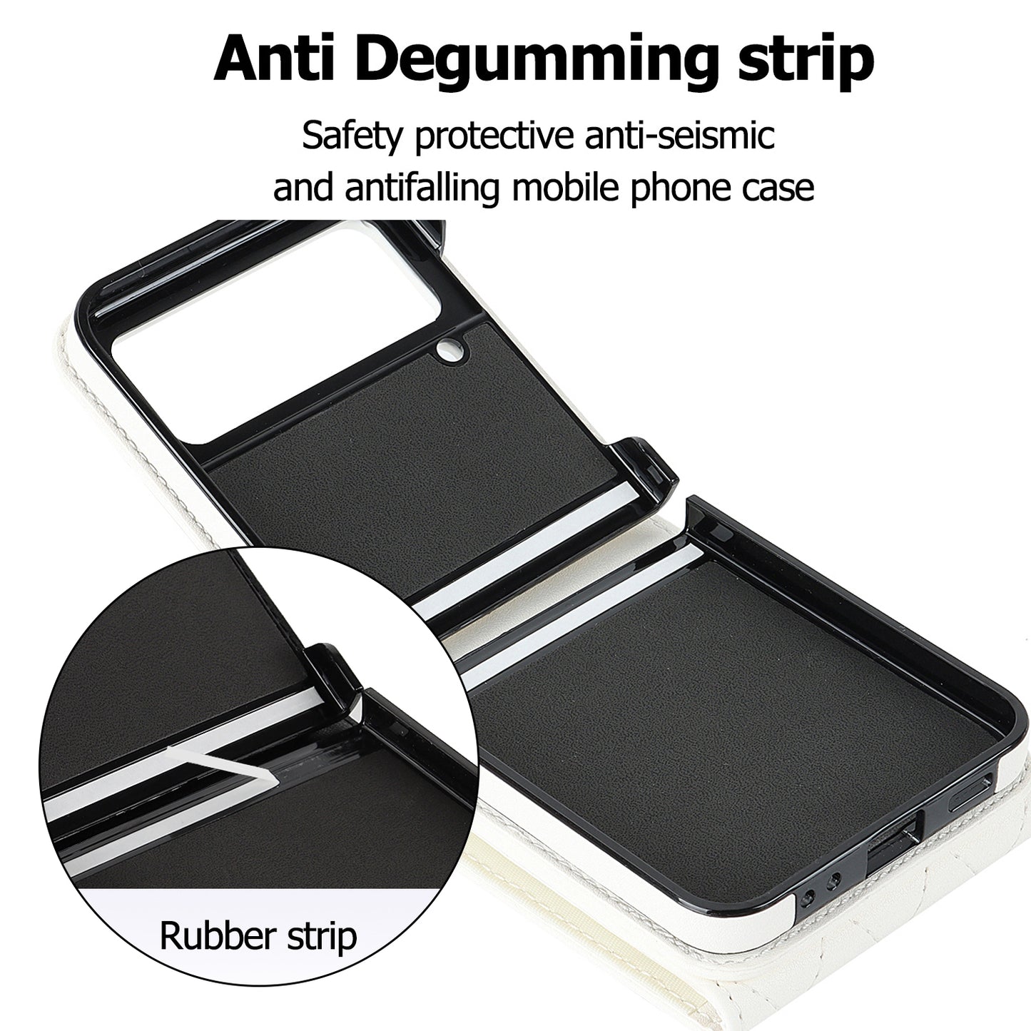 ZD 011 Card Bag Phone Case for Samsung Galaxy Z Flip3 5G, Ring Kickstand RFID Blocking Leather+PC Cover