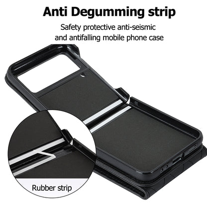 RFID Blocking Phone Case for Samsung Galaxy Z Flip4 5G, Card Holder Leather+PC Cover