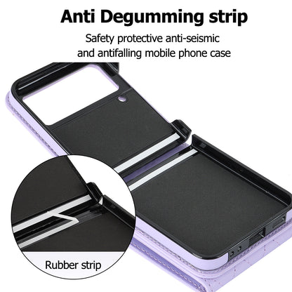 RFID Blocking Phone Case for Samsung Galaxy Z Flip4 5G, Card Holder Leather+PC Cover