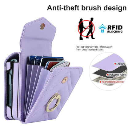 RFID Blocking Phone Case for Samsung Galaxy Z Flip4 5G, Card Holder Leather+PC Cover