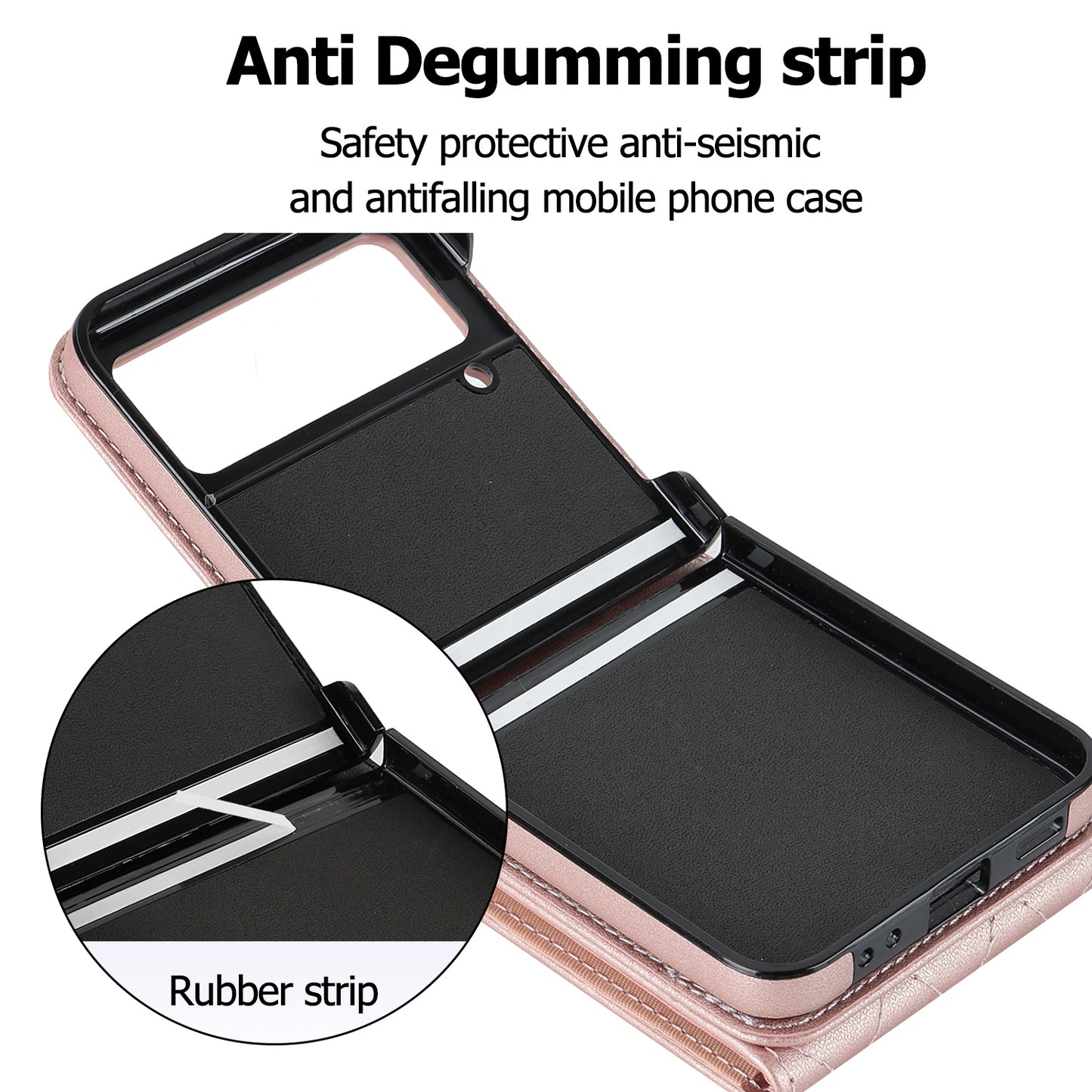 RFID Blocking Phone Case for Samsung Galaxy Z Flip4 5G, Card Holder Leather+PC Cover