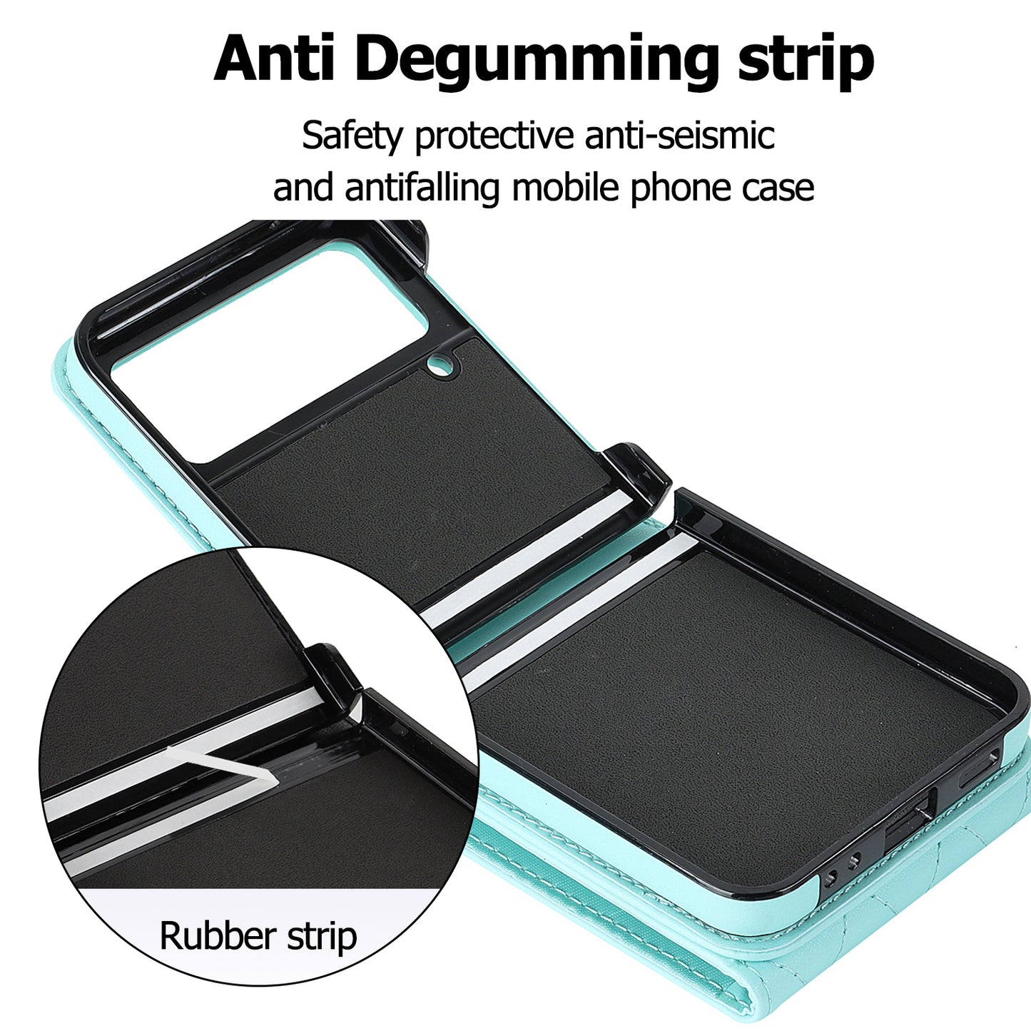 RFID Blocking Phone Case for Samsung Galaxy Z Flip4 5G, Card Holder Leather+PC Cover