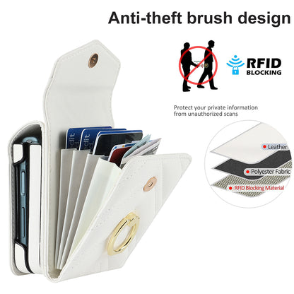 RFID Blocking Phone Case for Samsung Galaxy Z Flip4 5G, Card Holder Leather+PC Cover