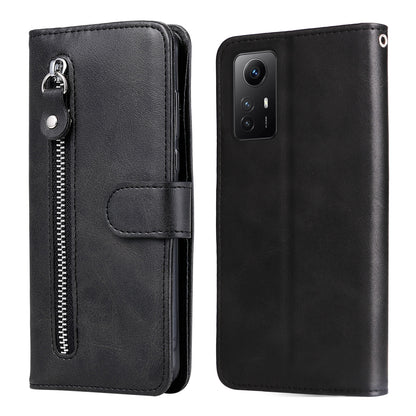 For Xiaomi Redmi Note 12S 4G Calf Texture Phone Case Stand Zipper Pocket Wallet Cover