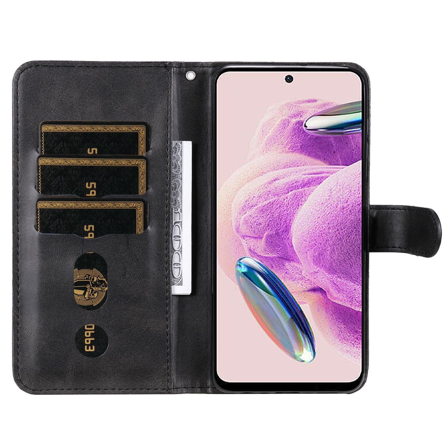 For Xiaomi Redmi Note 12S 4G Calf Texture Phone Case Stand Zipper Pocket Wallet Cover