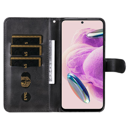For Xiaomi Redmi Note 12S 4G Calf Texture Phone Case Stand Zipper Pocket Wallet Cover