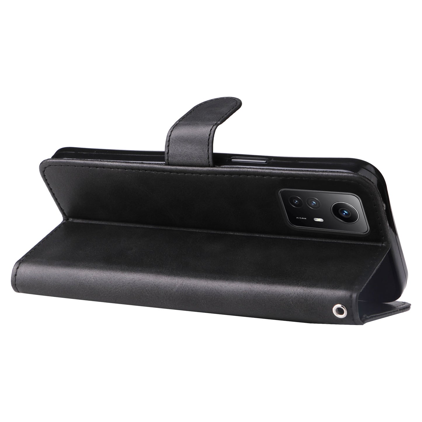 For Xiaomi Redmi Note 12S 4G Calf Texture Phone Case Stand Zipper Pocket Wallet Cover