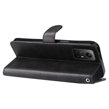 For Xiaomi Redmi Note 12S 4G Calf Texture Phone Case Stand Zipper Pocket Wallet Cover