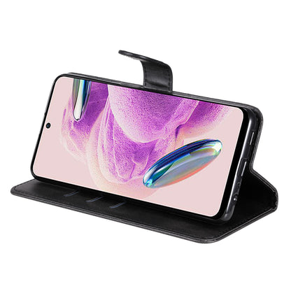 For Xiaomi Redmi Note 12S 4G Calf Texture Phone Case Stand Zipper Pocket Wallet Cover