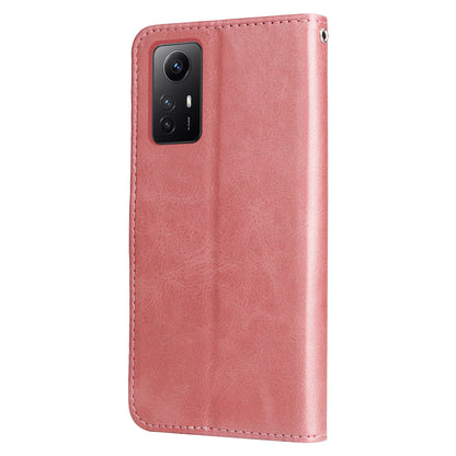 For Xiaomi Redmi Note 12S 4G Calf Texture Phone Case Stand Zipper Pocket Wallet Cover