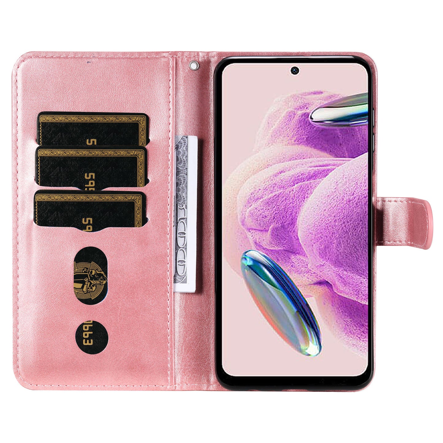 For Xiaomi Redmi Note 12S 4G Calf Texture Phone Case Stand Zipper Pocket Wallet Cover