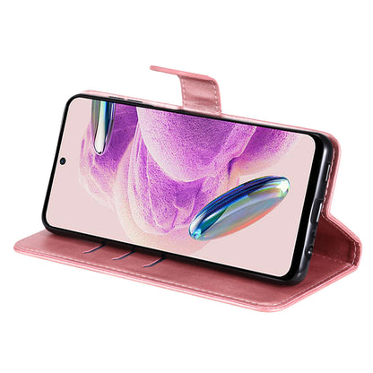 For Xiaomi Redmi Note 12S 4G Calf Texture Phone Case Stand Zipper Pocket Wallet Cover