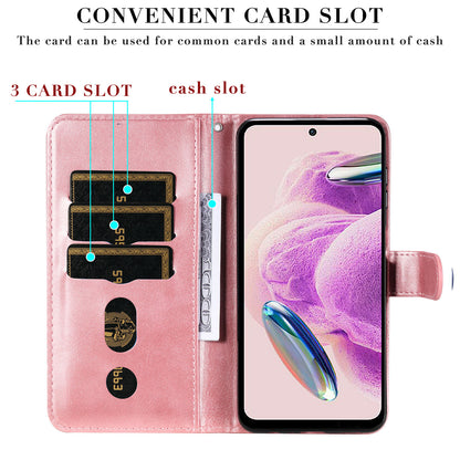 For Xiaomi Redmi Note 12S 4G Calf Texture Phone Case Stand Zipper Pocket Wallet Cover