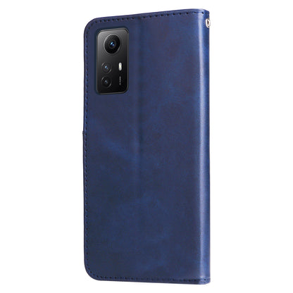 For Xiaomi Redmi Note 12S 4G Calf Texture Phone Case Stand Zipper Pocket Wallet Cover