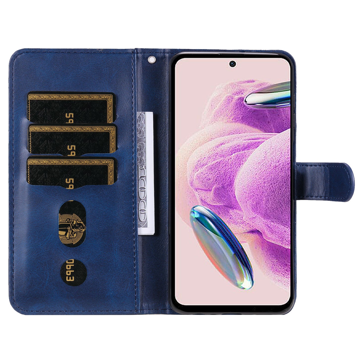 For Xiaomi Redmi Note 12S 4G Calf Texture Phone Case Stand Zipper Pocket Wallet Cover