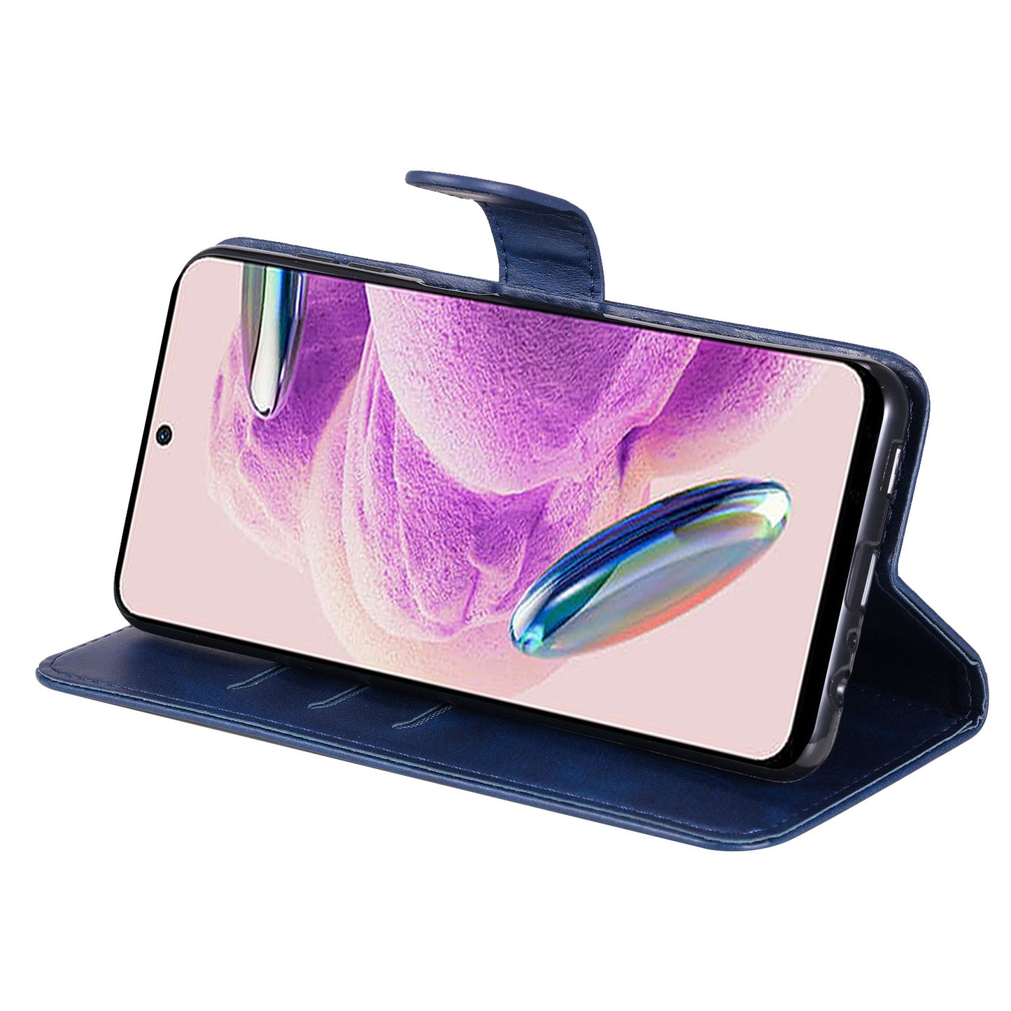 For Xiaomi Redmi Note 12S 4G Calf Texture Phone Case Stand Zipper Pocket Wallet Cover